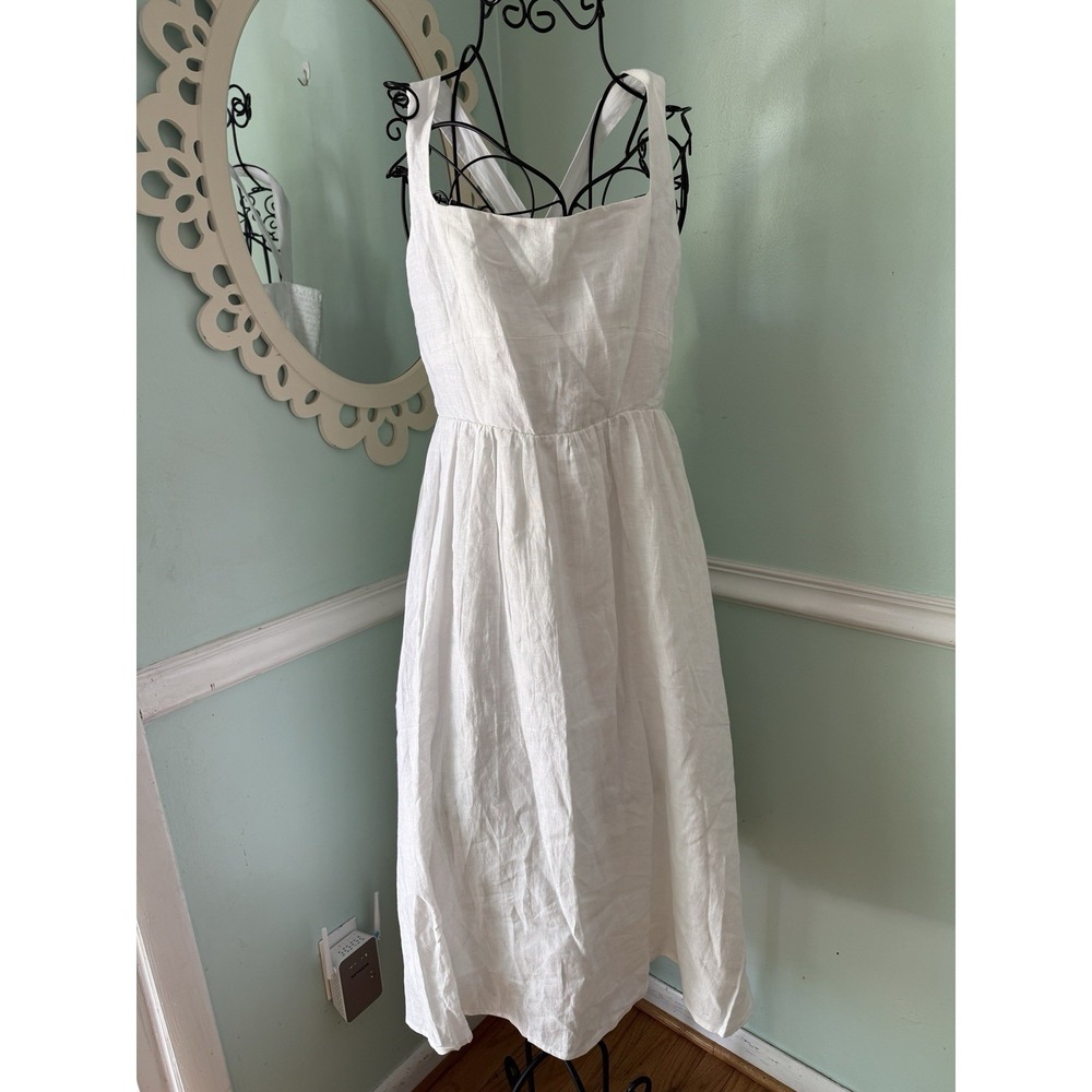 Quince White Linen Midi Dress